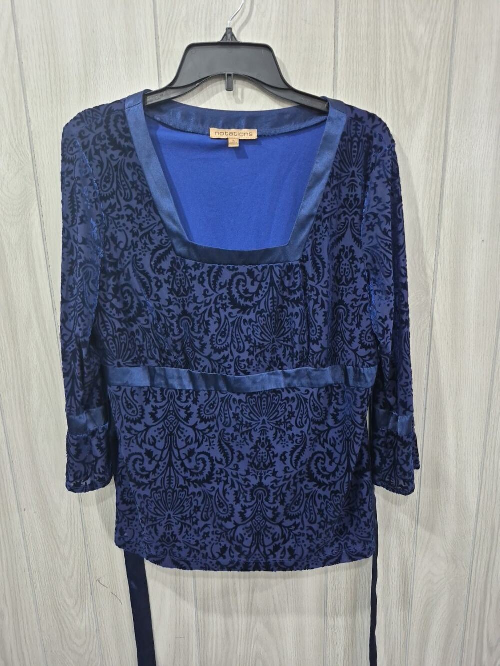 Womens Dark Floral Velvet Top Size XL Notations Fairy Boho Wedding Office Church